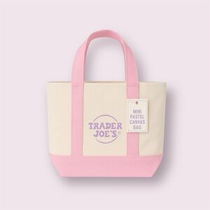 Viral TRADER JOES Mini Pastel Canvas Tote Bag DELICATE PINK